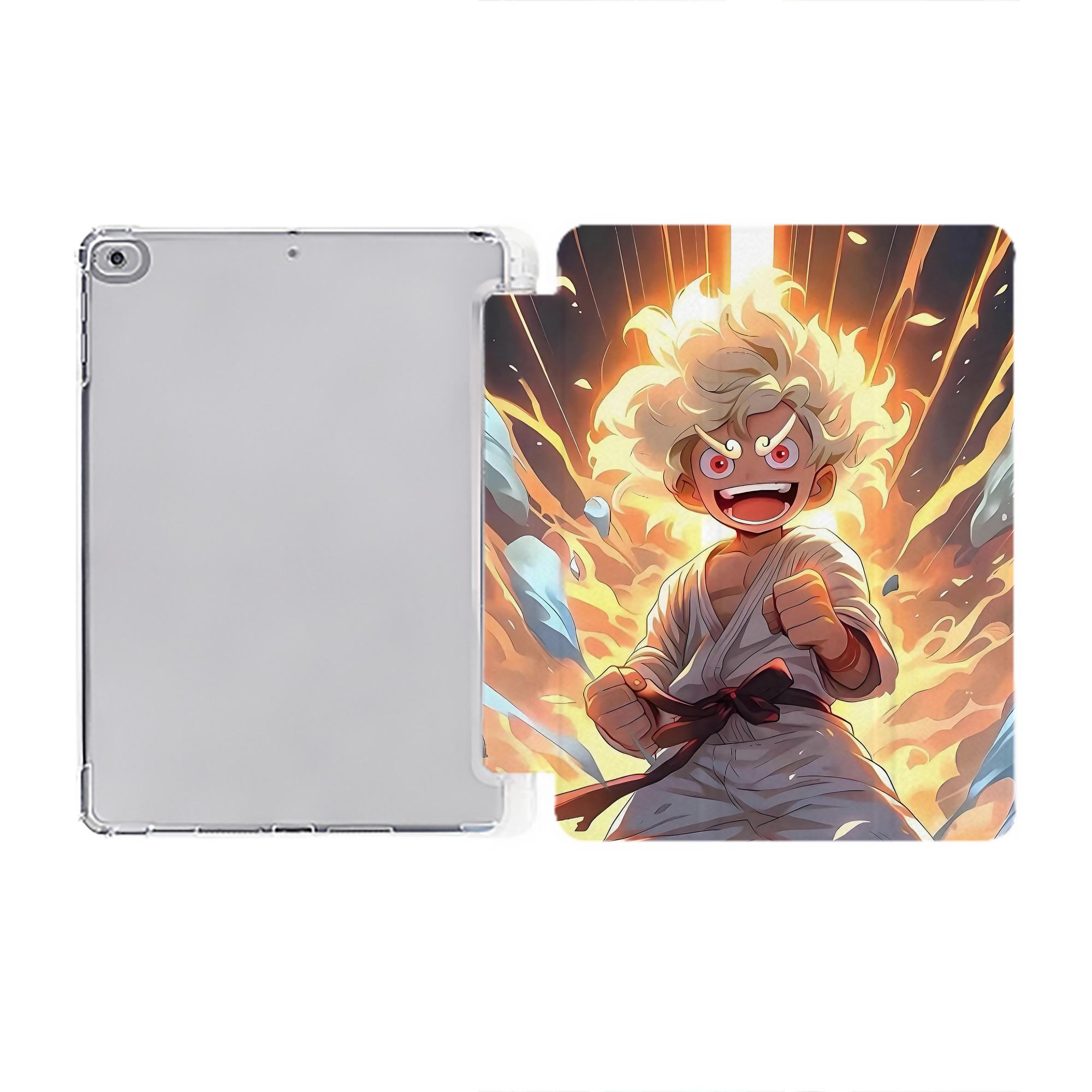 ワンピース ONE PIECE IPad ケース ペン収納付き 三つ折りスタンド PUレザー×シリコン 対応機種9.5/10.5/10.9インチ